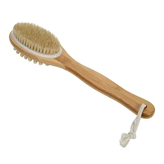 Bath Body Brush Natural Bristle Scrub Brush Anti Cellulite Massager