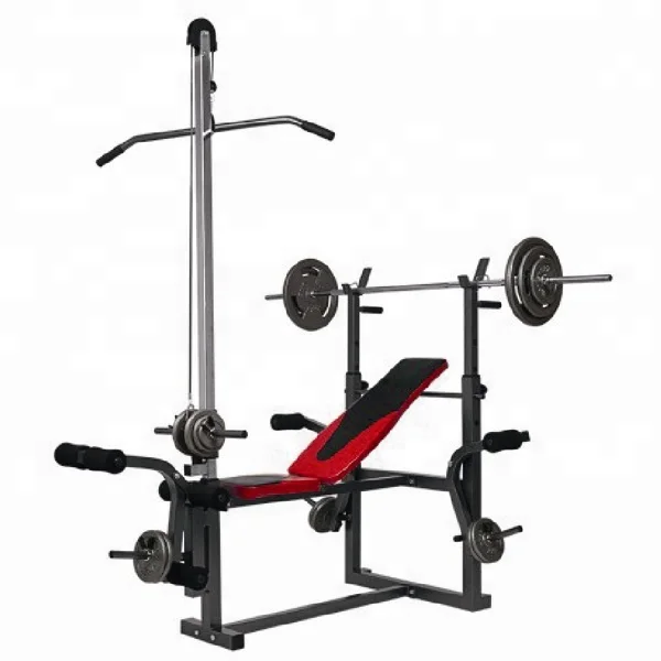 Integrated Gym Equipment Weight Lifting Bench With Lat Pull Down