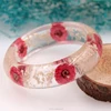 Fashion big Pressed Dry Flower Bangle ,Nature Handcrafted Artificial Amber Wide Bangle