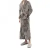New Mink Cashmere Polyester women men Couple Robe thicken thermal patchwork Solid Night gown 253439