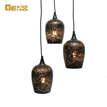 buiten hol eenvoudige winkel zwart kooi led batterij power hanglamp
