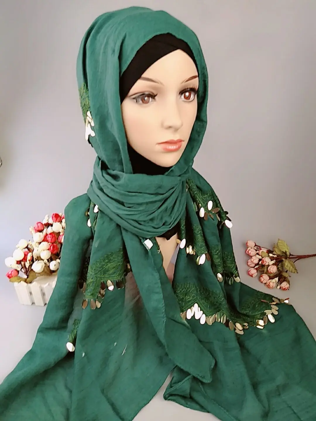 Cotton Embroidery Sequin Muslim Scarf Buy Cotton Muslim Scarfembroidery Muslim Scarfsequin 