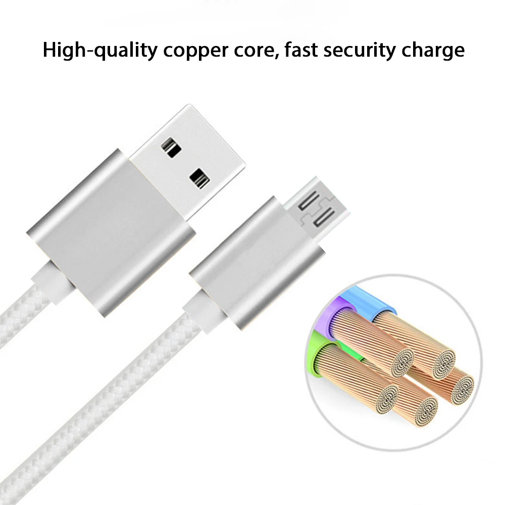 High Quality 1M 2M 3M 2A Fast Charging Metal Head Nylon Braided Android Micro USB cable - ANKUX.COM