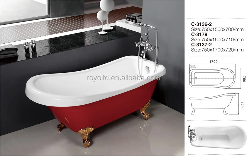 Red One Person Portable Plastic Bathtub For Adult Soaking ...