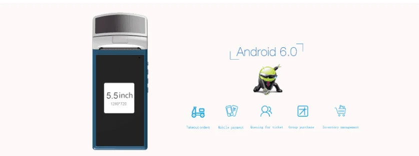 5.5" touch screen best selling android handheld pos,handheld barcode scanner,mobile pos
