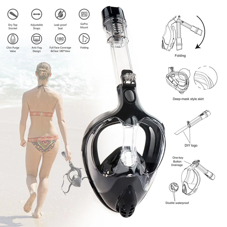 Masque De Plongée Complet Pliable,Bavette Pour Enfants Et Adultes 