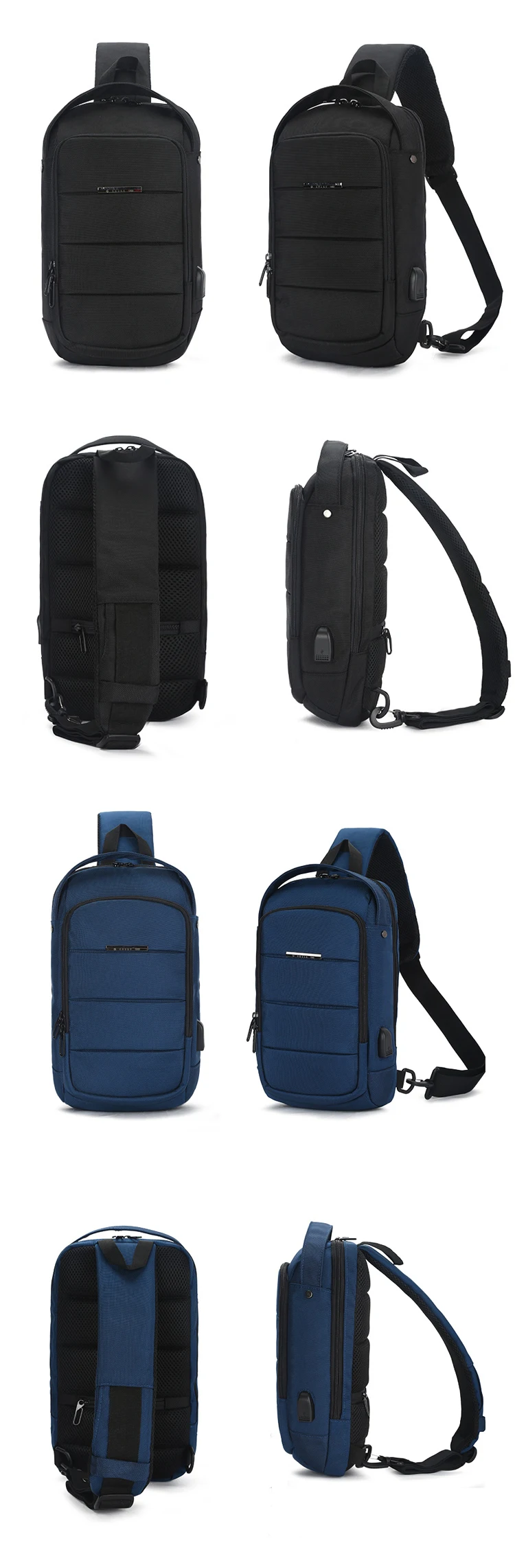 Latest brand design fashionable urban USB charging men's waterproof rucksack sling backpack mochilas satchel bag