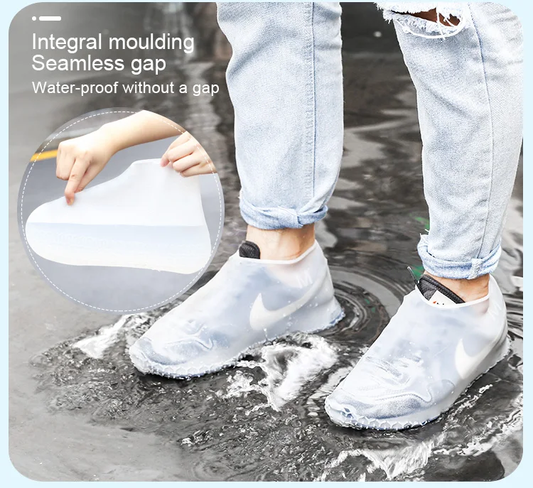 Waterproof Thicken Elastic Shoes Cover Reusable Anti-slip Latex Rain Covers Sanw
