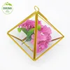 Signed sculptural modernist art glass triangle vase/ 1980s architectural geometric terrarium/ camping candle lantern mosaic tile