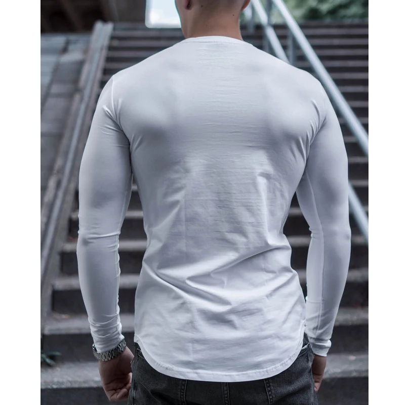 Slim Fit High Quality Gym Men Curved Hem Sports Long Sleeve T Shirt Buy Slim Fit High Quality 6332