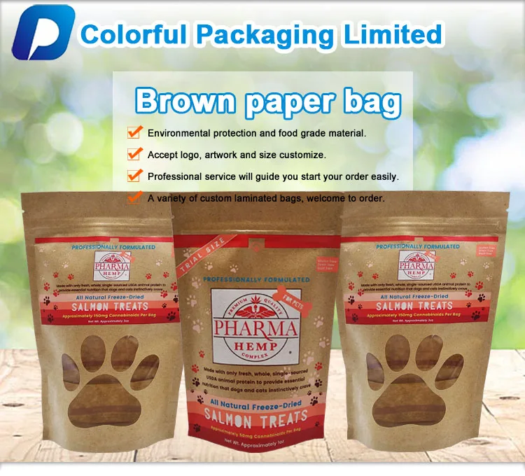 Customized Stand Up Kraft Paper Bag Pet Dog Food Packaging Bag With Ziplock Buy Pet Dog Food