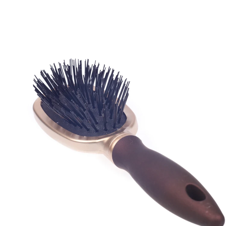 EUREKA 9557SCEG-BR Mini Paddle Cushion Hair Brush for All Hair Types Ball-Tip Nylon Pins Anti-Slide Handle Hairbrush