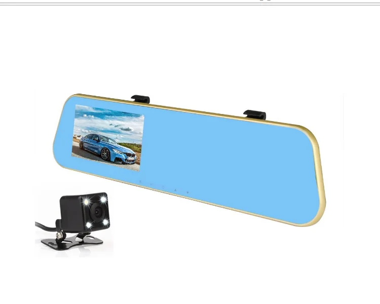Full HD 1080P Video Car DVR Mirror Dual Camera Recorder 4.3 Inch LCD 170 Degree Wide Angle Dash Cam Front and Rear Camera
