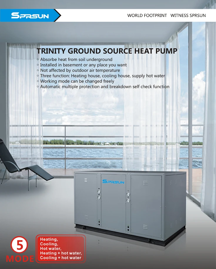 Stainless Steel Trinity Geothermal Water To Water Heating Pump Water