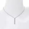 cheap brief but not simple zirconia rhodium long drop necklace pendant