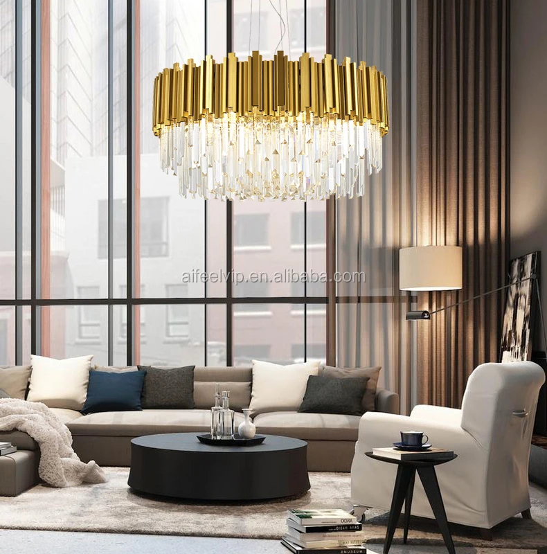 Expensive price glass crystal accessory gold stainless steel chandelier for restaurant