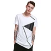 OEM design high street round neck cut and sew long tail zipper hiphop t shirts
