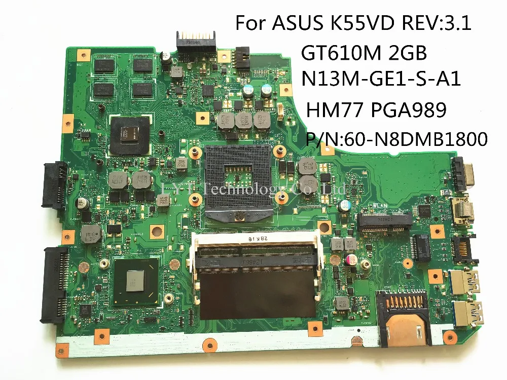 High Quality Laptop Motherboard For Asus K55vd Rev3.1 Hm77 Pga989 ...