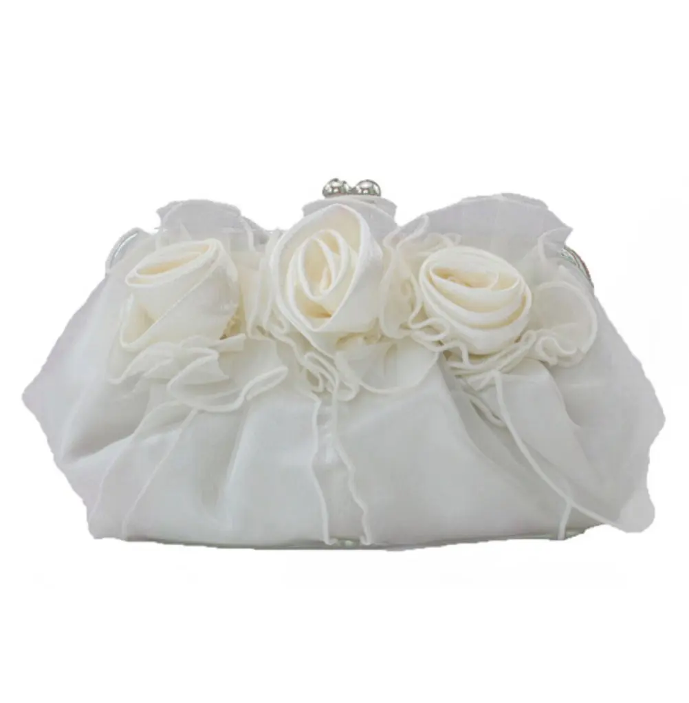 Women Rose Pure Color Handbag Evening Bags Clutch Bag Wedding Women Rose Pure Color Handbag Evening Bags Clutch Bag Wedding Party Handbags Cream