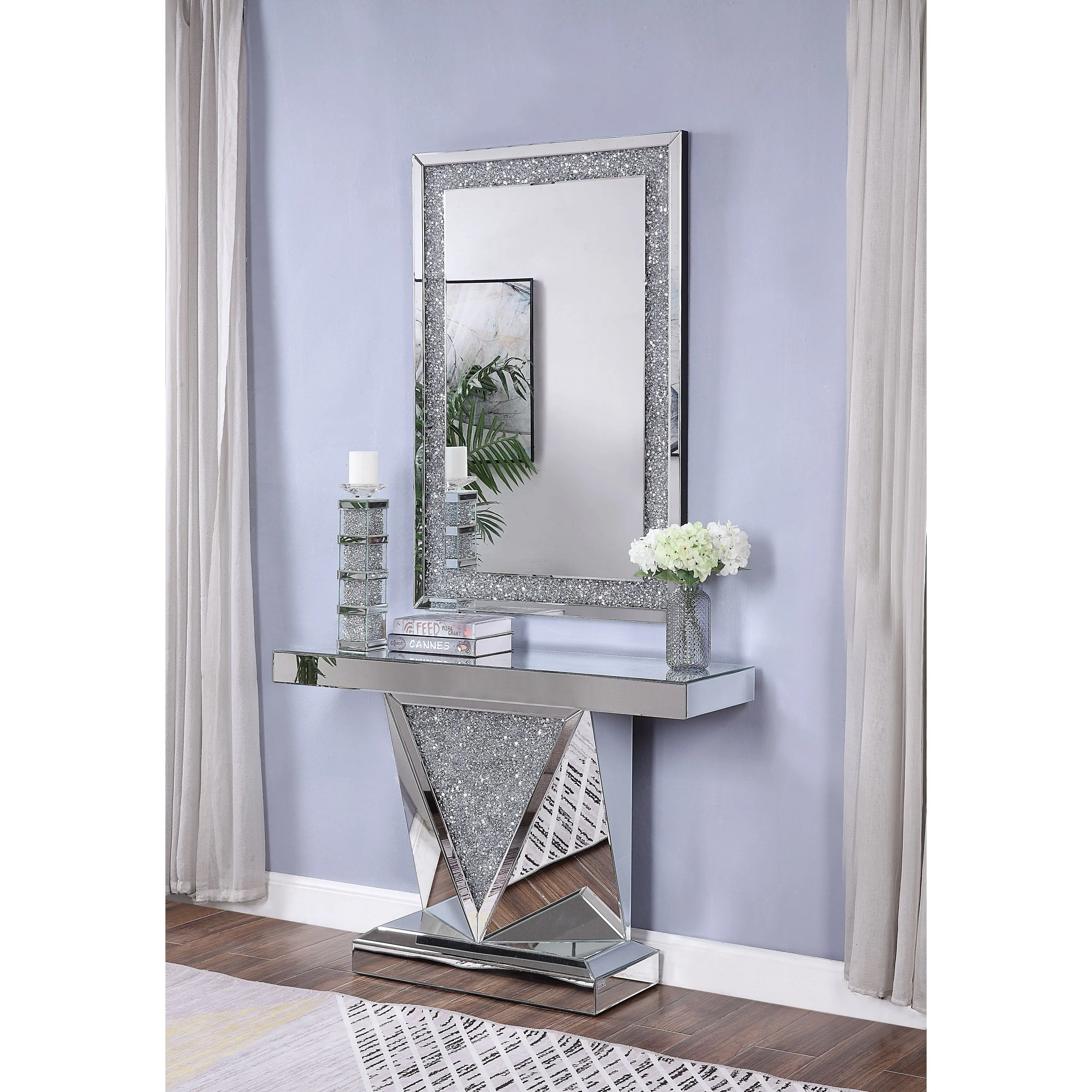 3d Latest Modern Decorative Popular Mirrored Console Table With Mirror