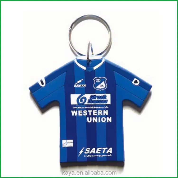 Plastic Pvc Football Shirt Keychain/ T Shirt Key Tag For Football Club
