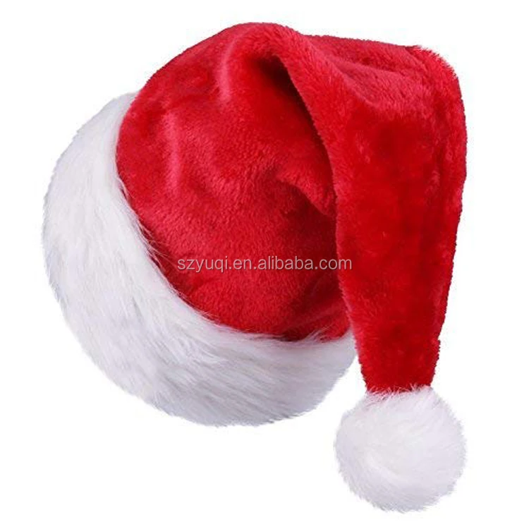 Custom Logo Plush Trim Velvet Santa Hat Christmas Hat