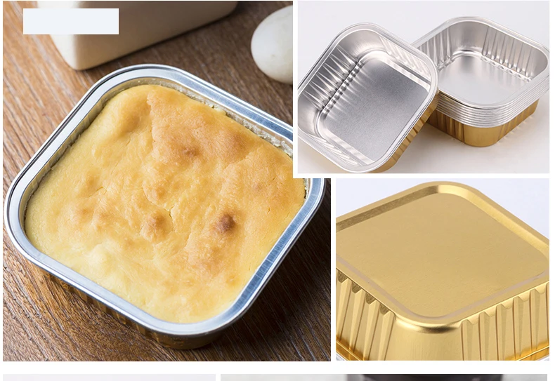 Disposable ColoredCoated SquareAluminiumFoilContainerFor Food
