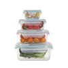 ALDI Rectangle 8 Piece Nestable Design Glass Food Storage Set with Snap Locking Lid, Safe for microwave oven freezer dishwasher