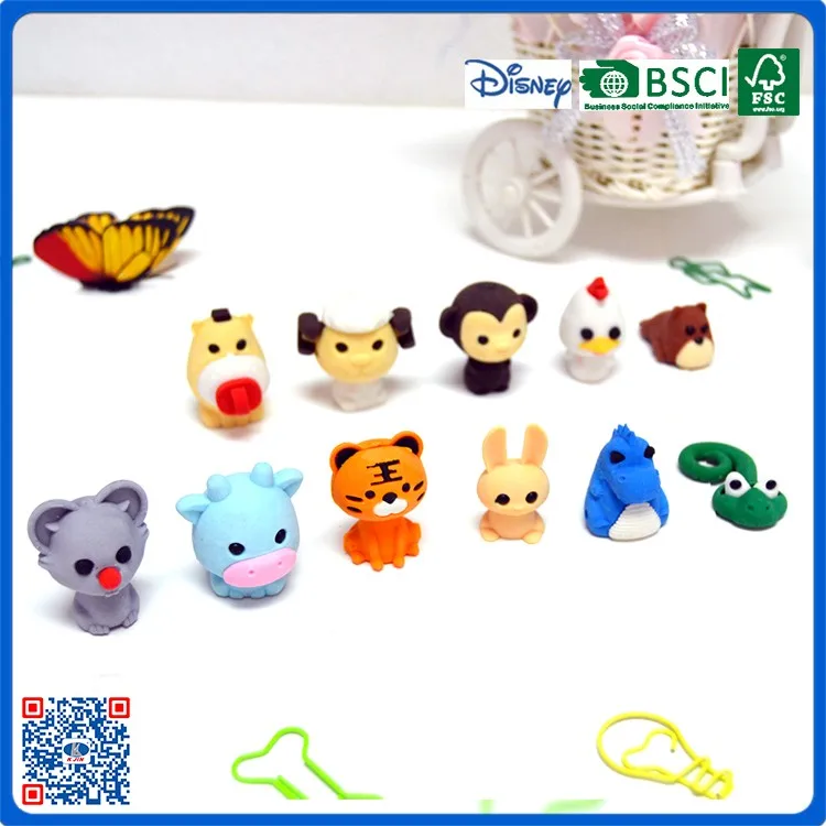 3d animal shape rubber eraser