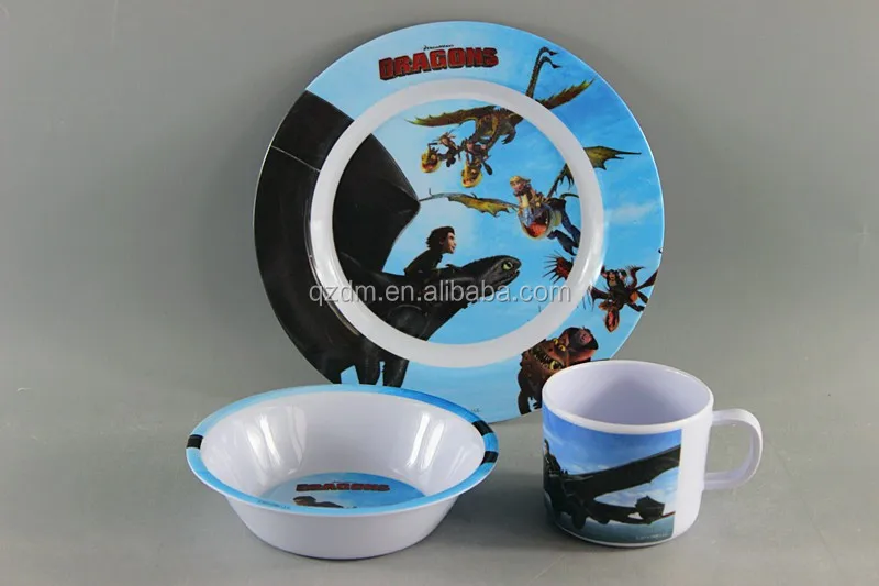 3 Piece Melamine Dinner Ware Sets For Kids/OEM Welcomed