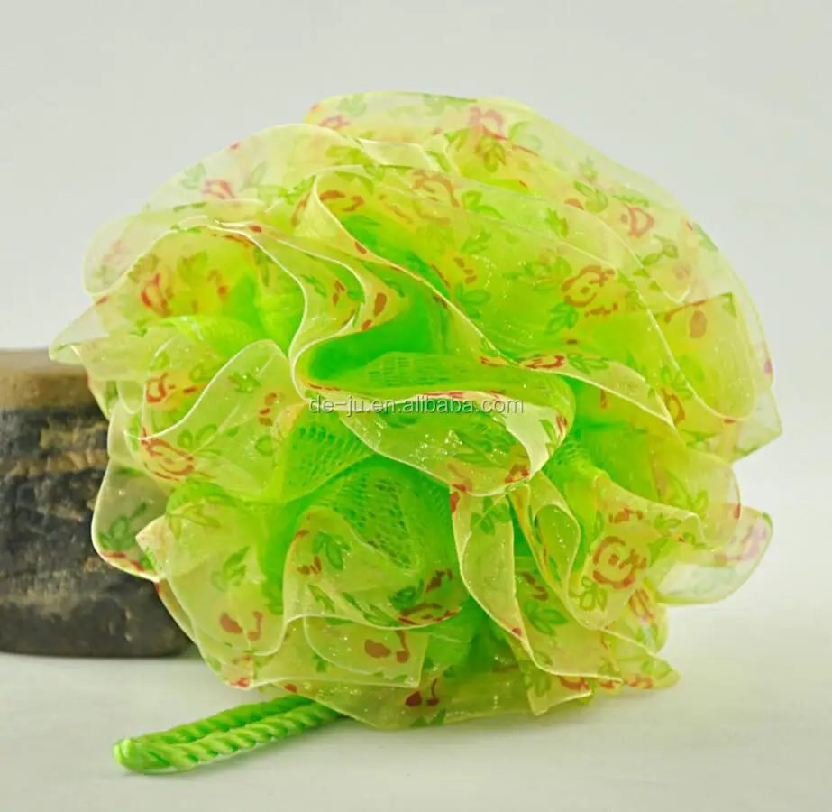 Pe Mesh Colored Flowers Ball Plastic Bath Loofah Buy Plastic Bath