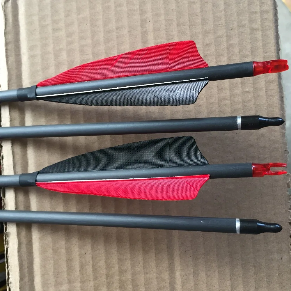 Flèches Carbone Pur 33 Pouces - Lot De 12, Rectitude .003, ID 6.2mm, Pour Chasse Ou Cible