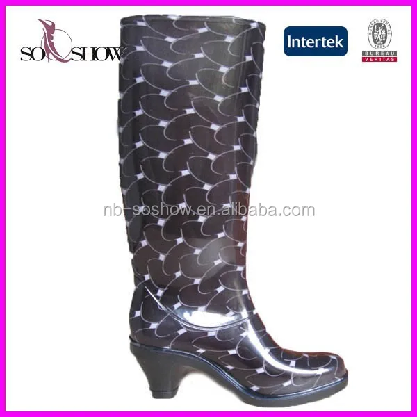 high heel rubber rain boots