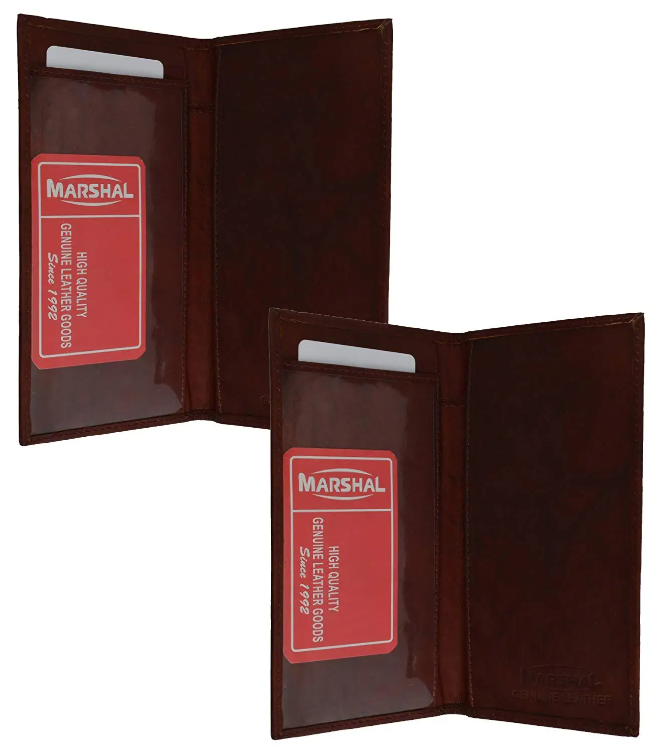 Marshal Checkbook Covers - Set of 2 - Genuine Leather (Burgundy-Burgundy)