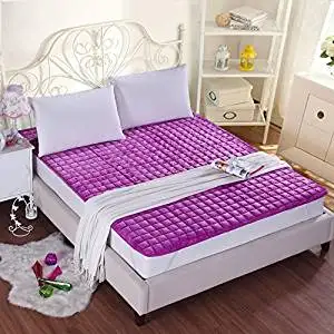 GAO Bed-Blankets Thick Flannel Blankets Anti-Slip Bed Cushion Thin Pads Washable Bedding Solid Color Double Bunk Beds, Blankets and Mattresses Of Anti-Skid ,150200Cm, - Purple