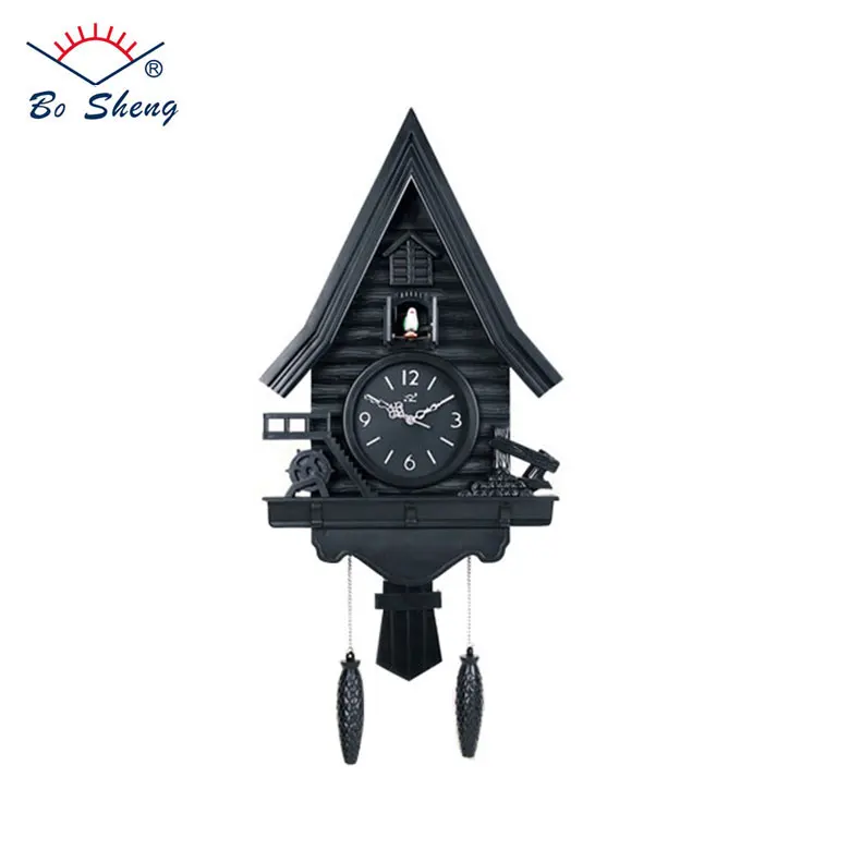 Simple black color large modern wall clock big size cuckoo wall clock