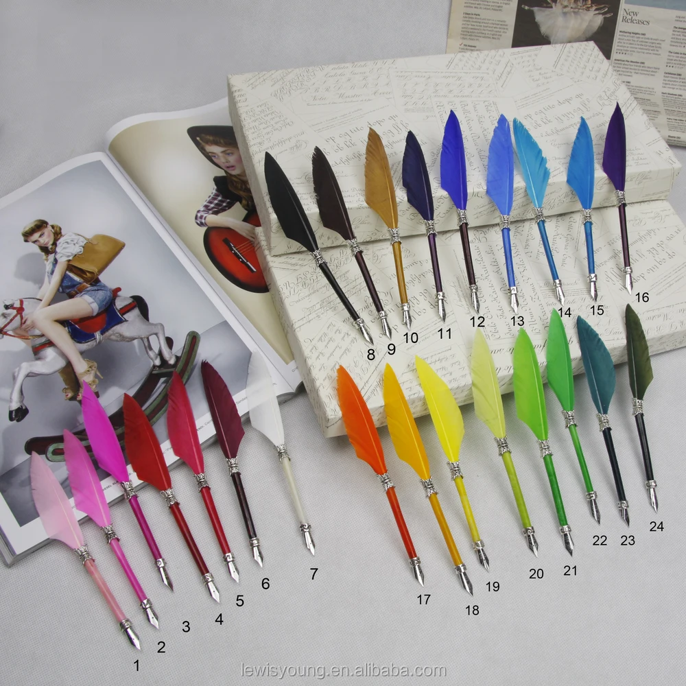 Elegant Mini Goose Feather Quill Pen - Buy Feather Fountain Pen ...
