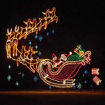 Outdoor 2d Led Rope Light Animated Waving Santa Running Flying Reindeer