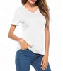 Women's lightweight breathable and flexibility short sleeve t shirts V neck cotton shirts casual tops tees