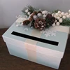 9x9x5inch Card Box Winter Wonderland Wedding Boxes, Icy Blue with Pinecones, Snowflakes, Boughs, Crystal Sprays