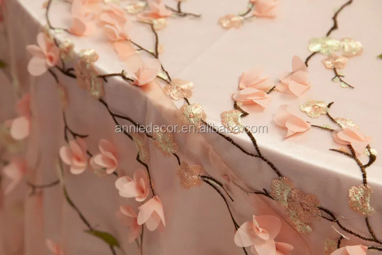 african 3d rosette wedding tablecloth mesh elegant embroidery table cloth High Quality