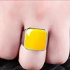 S925 sterling silver glossy square ring support 14/16mm inlaid beeswax turquoise amber South red live ring setting