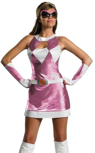 Free Shipping New Arrival Sexy Adult Womens Pink Power Ranger Halloween Cos...