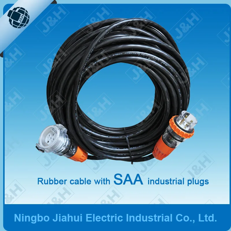 Australian Heavy Duty Flexible Rubber Pvc Cable With Industrial Plugs