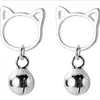 SE104-117 Halo lovely 925 sterling silver cutout cat bell rings ear studs
