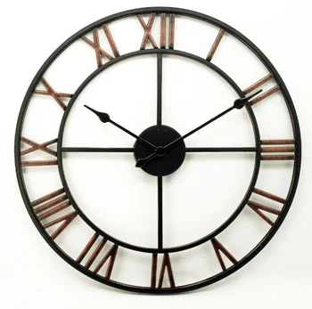 Oversize Skeleton Roman Numerals Retro European Style Iron Vintage Oversize Skeleton Roman Numerals Retro European Style Iron Vintage Wall Clock