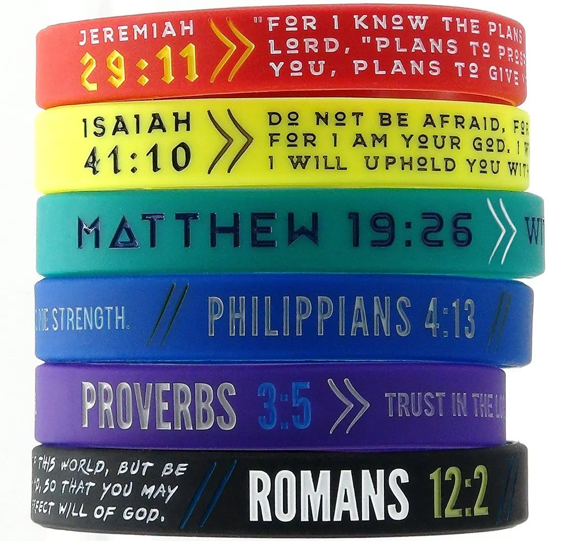 Personalized "faith,Believe,Peace,Grace" Silicone Bible Bracelets