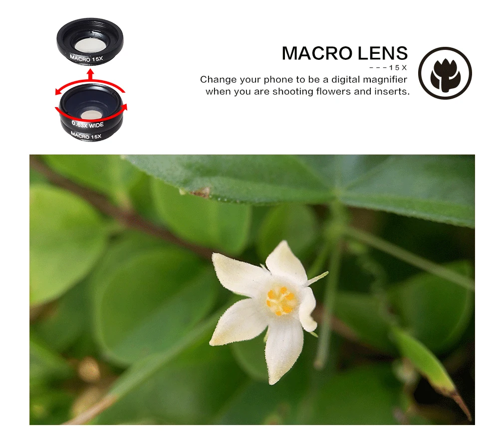 Universal 5in1 Fisheye Fish Eye Lens + Wide Angle + Macro Mobile Phone