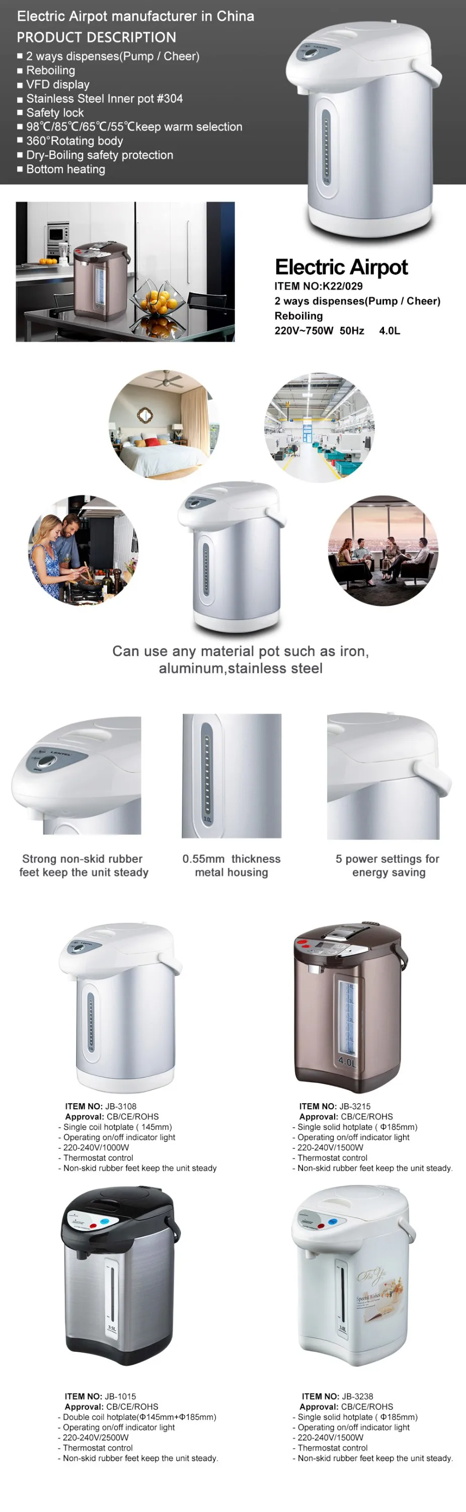 3.0l/3.5l/4.0l Vfd Display Electric Air Pot K22/029 Buy Electric Air