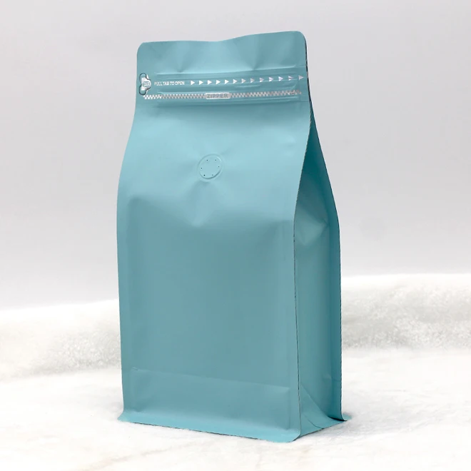 Custom Printed Flat Bottom Resealable Ziplock Top Coffee Bags With Valve Wholesale Packaging Bag